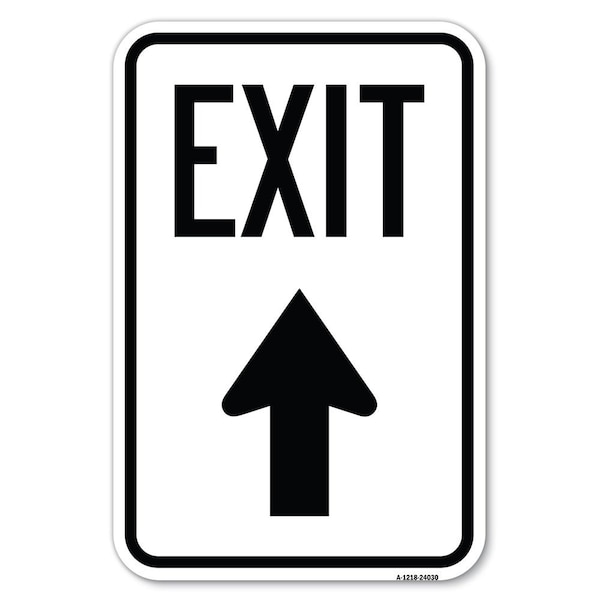 Signmission Exit Sign Exit with Up Arrow Heavy-Gauge Aluminum Sign, 12" H, 18" L, A-1218-24030 A-1218-24030 - main